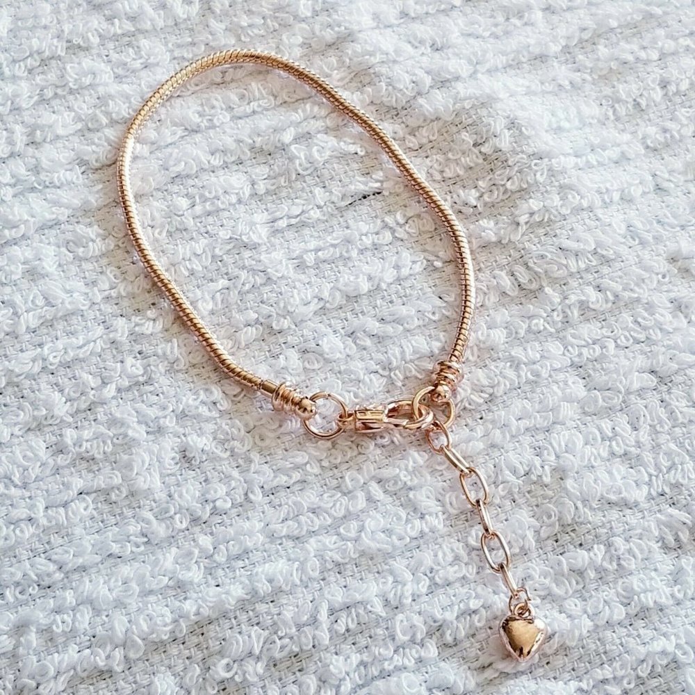 WOMEN ROSE GOLD BRACELET HEART NEW GIFT ADJUSTABLE